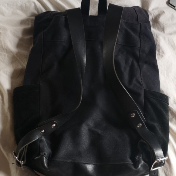 Handmade Leather, suede and canvas backpack - Picture 4 of 5